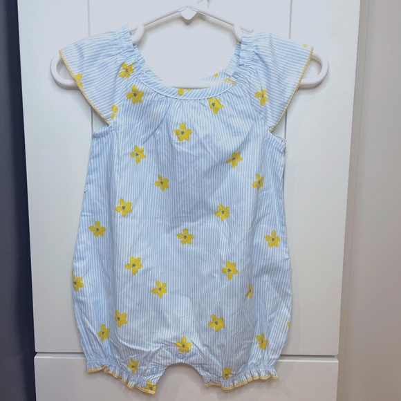 Carter's Just One You Romper Blue and White Strips & Yellow Flowers 3 mos. NWT - Picture 1 of 9